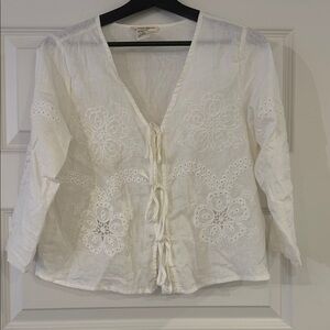 Christian Siriano White Embroidered Blouse